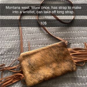 Brown Faux Fur Fringe Crossbody Bag